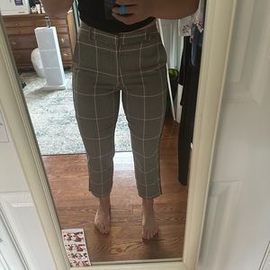 Plaid Trousers Slim Fit‎ Ankle Length Career Casual Modern Pants